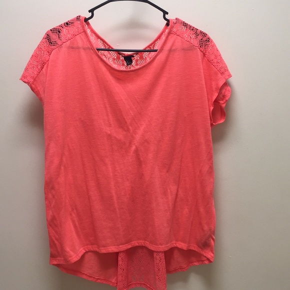BUY NOW* FOREVER 21 ORANGE CROCHET BACK SHIRT - Picture 1 of 4